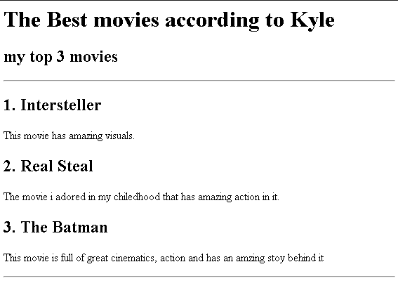 Movie Ranking Webpage preview